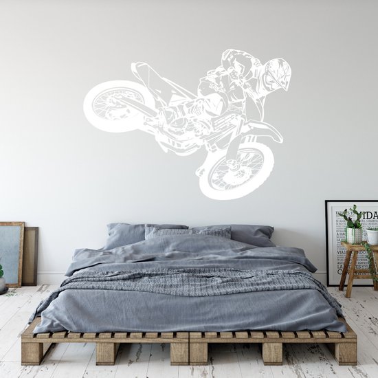 Sticker Muursticker Dirt bike - Oranje - 160 x 116 cm - chambre bébé et enfant - Muursticker4Sale