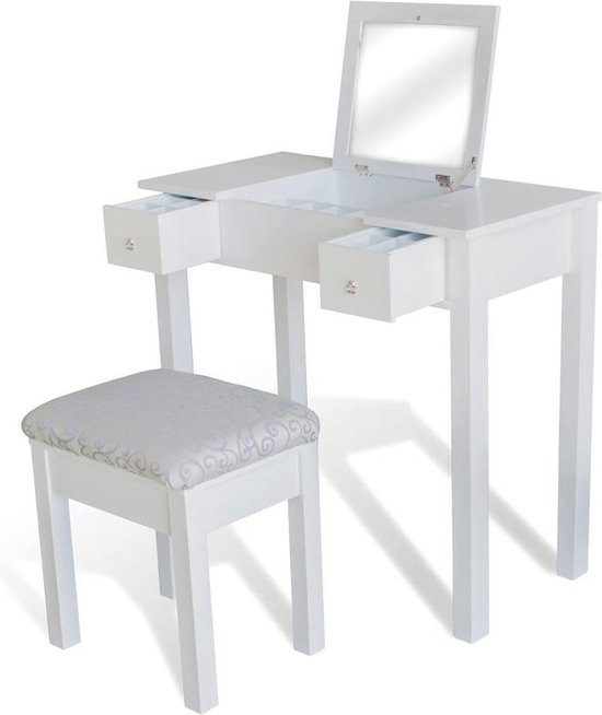 Kaptafel met stoel en spiegel (wit) |