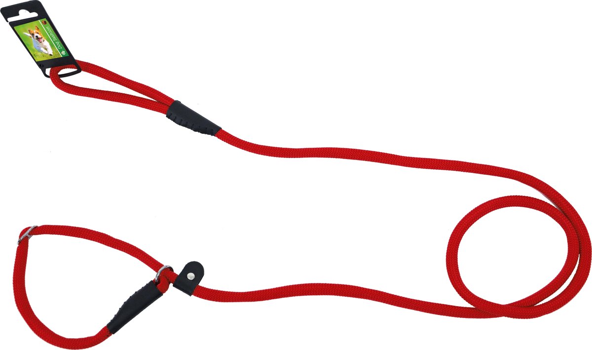 De Boon Hondenriem - Retrieverlijn - Slipriem - Met Dubbele Stop - Nylon - Kleur: Rood - ø 1 cm - Lengte: 200 cm