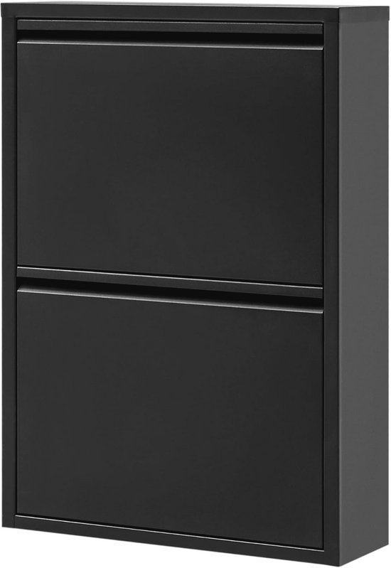 gowoll Schoenenkast, smal schoenenrek, metaal, hoog, met magnetische afdekking, van metaal, gemonteerd, wandmontage, wit, 2 kleppen