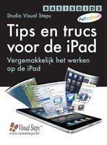 Boekomslag 'Tips en trucs voor de iPad' met kleurenafbeelding van een iPad waarop apps worden getoond.