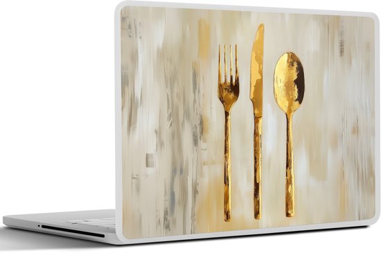 Laptop sticker - 14 inch - Verf - Goud - Bestek - 32x5x23x5cm - Laptopstickers - Laptop skin - Cover