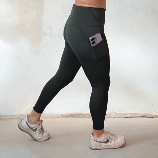 YV SPORT Sportlegging dames Miami - Met handige zakken - Zakt gegarandeerd niet af - Premium kwaliteit - Squat-proof - Dikke, ademende stof - Stevige tailleband - Perfect fit - Sport legging dames - Groen - Maat L van YV SPORT — afbeelding 3