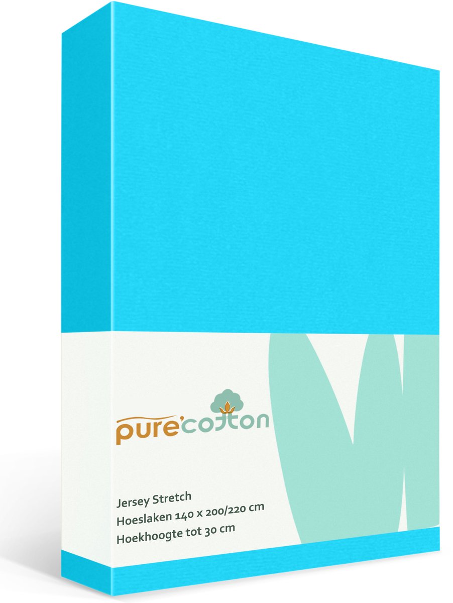 Hoeslaken 140x200 - Katoen jersey - Hoekhoogte 30cm - Elastiek rondom - Turquoise