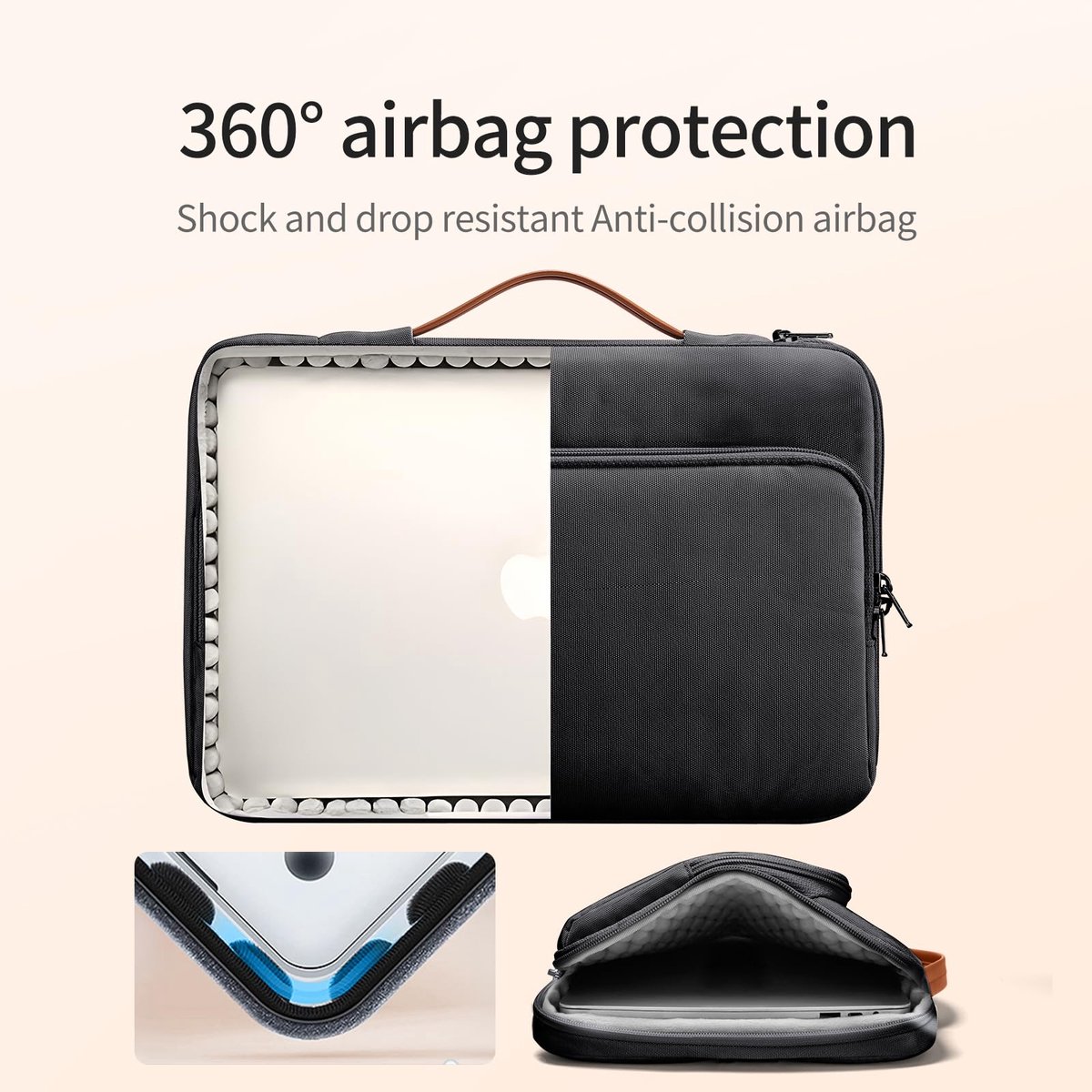 360° Schokbestendige Waterdichte Laptop Tas 15-16 Inch MacBook Pro M1-M4, Razer Blade, Dell, Lenovo - Afbeelding 4