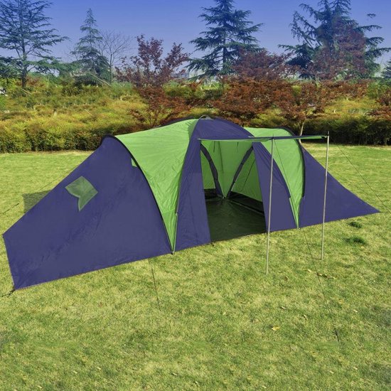 vidaXL Tent 9-persoons polyester blauw en groen | bol.com
