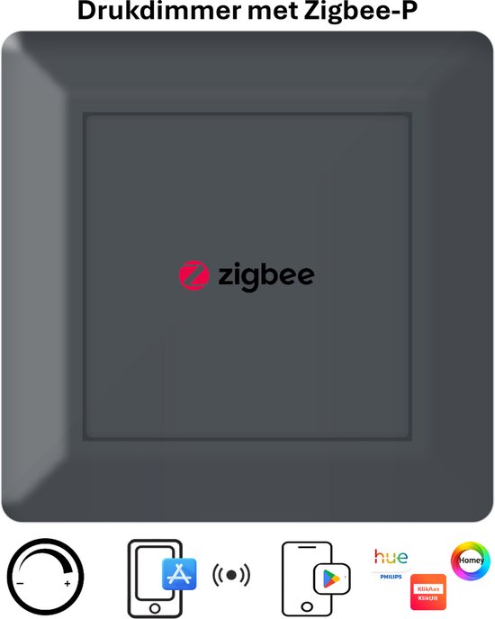 Freelux Drukknop | Zigbee 3.0 | Led Dimmer | 230VAC - 250VA/1,1A | Antraciet mat gelakt