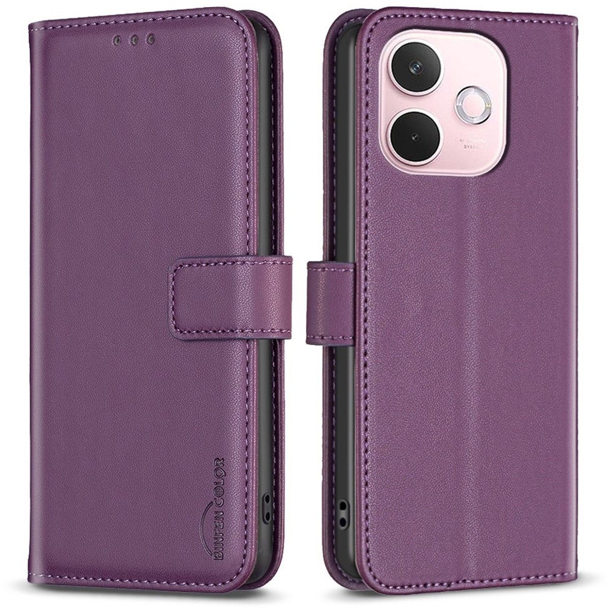 BINFEN Hoesje - Geschikt voor OPPO A5 Pro 5G Hoesje - BINFEN Book Case - Paars