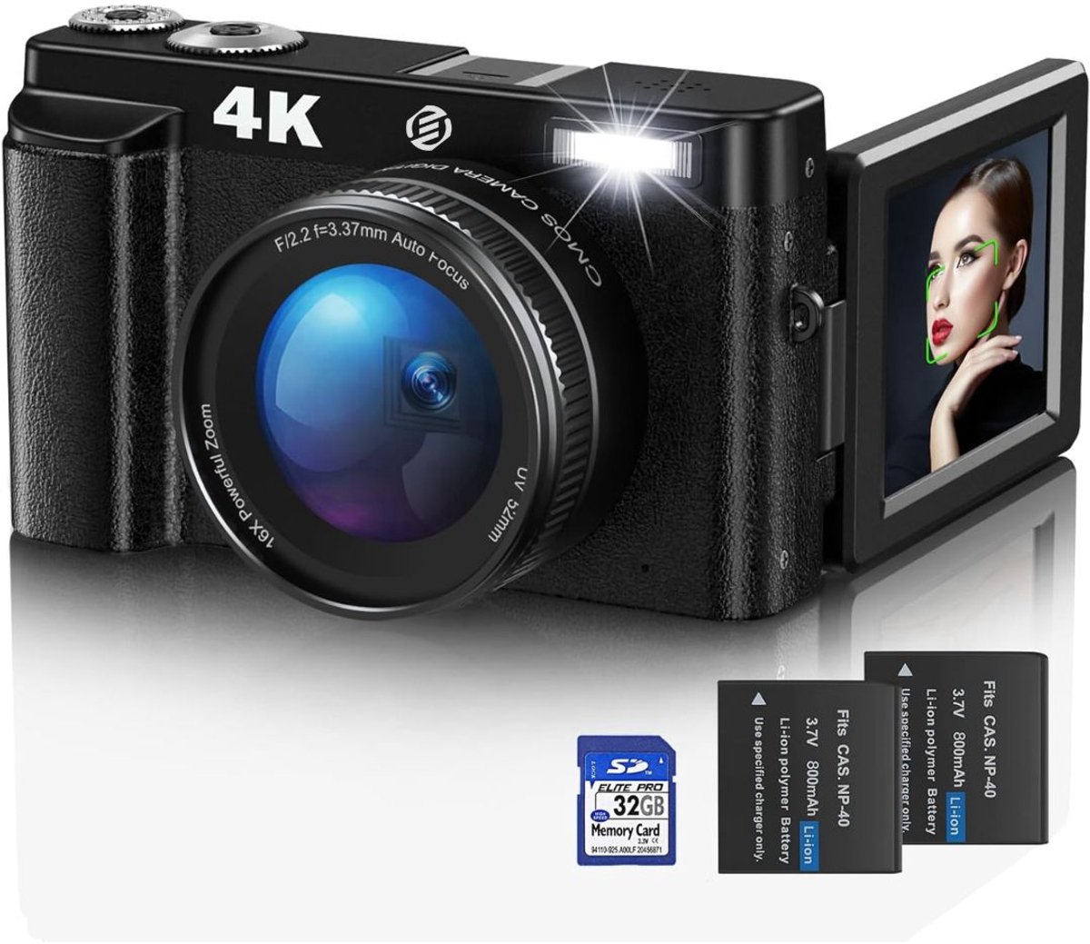 Equivera Vlog Camera - Digitale Camera - Video Camera - Vlog Camera voor Beginners - Geschikt voor YouTube en TikTok