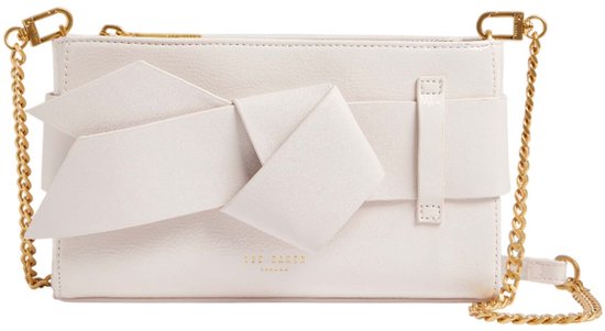 Ted Baker Pochette Sac à épaule bandoulière Jimmah Soft PU Bow Clutch Bag Ivory Écru