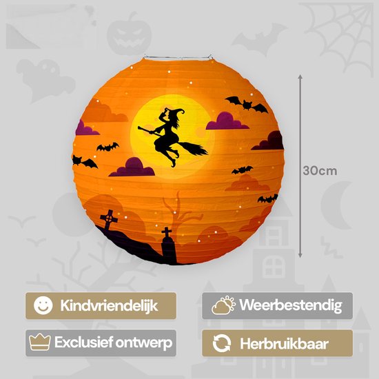 LUQ - Heks - Halloween - Lampion - Lichtje - Lampionstokje - Treklampion - Papier - Sint Maarten - Kind - 1 Stuk — afbeelding 2