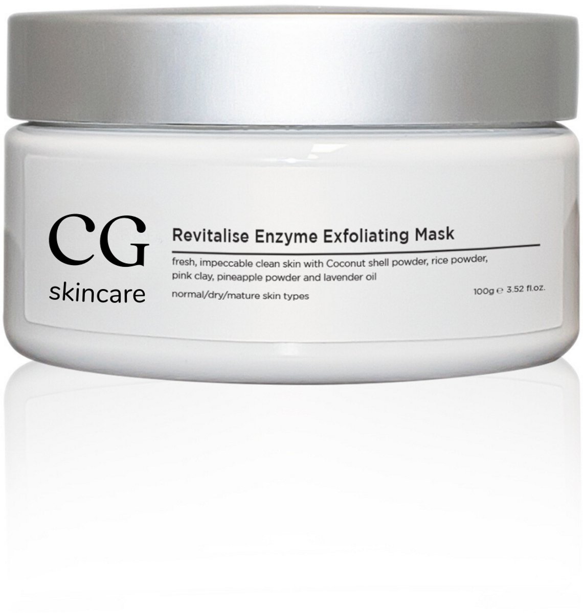 CG Skincare Lavendel Revitalise Clay Mask – Met Witte & Roze Klei, Kokos & Ananas – Exfoliërend & Kalmerend – Voor Gevoelige & Doffe Huid – 99,5% Natuurlijk – Vegan – 100 g