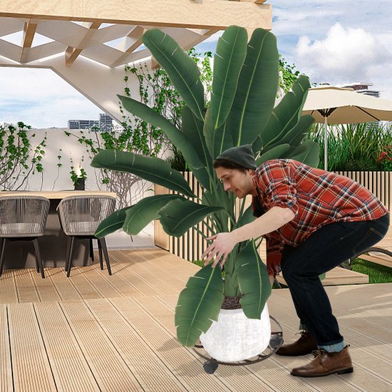 UISEBRT WPC Plantenroller, 30 cm, draagkracht 100 kg, bloemenroller, rolplank, planten, bloempot, onderzetter met wieltjes, vergrendelbaar, voor binnen en buiten (bruin, rond