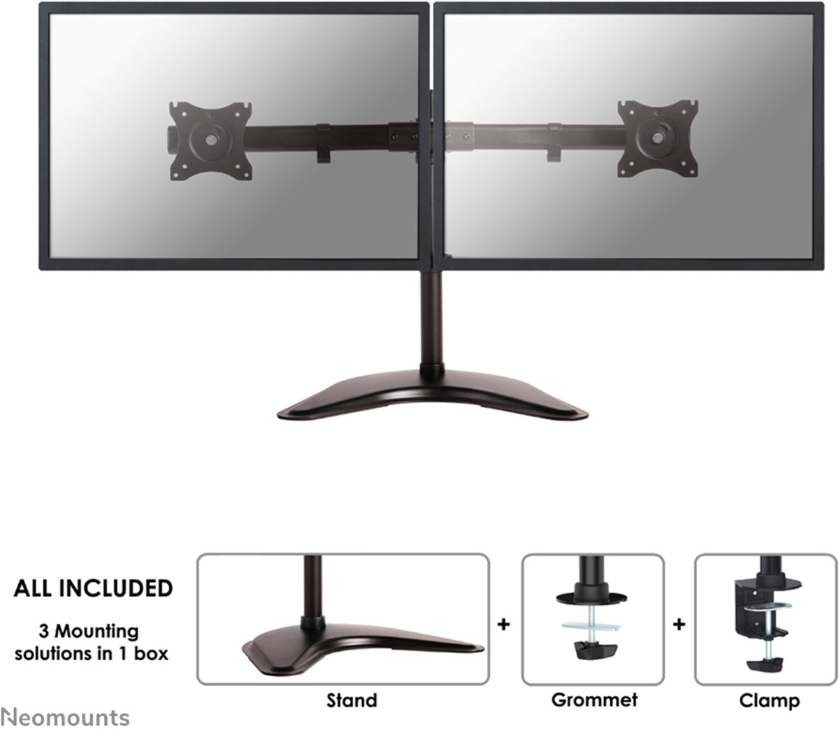 Neomounts by Newstar NM-D335DBLACK - Enkele monitorarm met voet - geschikt voor monitoren t/m 27 inch - Zwart