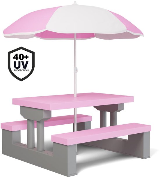 Ensemble de jardin Kinder Spielwerk - Incl. Parasol / Protection UV - Rose Grijs