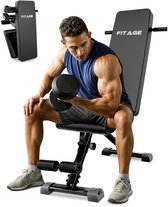 FITAGE Fitnessbank - Fitness Halterbank tot 300KG - Verstelbaar - Inklapbaar - Zwart