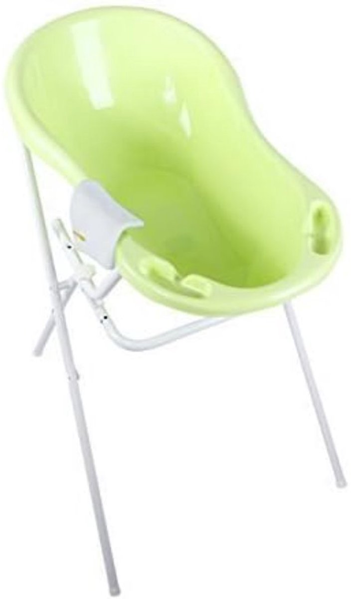 CRLYN® Baby Badje met standaard - Inklapbaar Bad - Zitbad - Bath Bucket - Groen en Wit