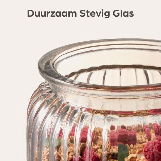 APS Voorraadpot met tekstveld, hoogwaardige glazen container voor opslag met 1,5 liter inhoud, je goederen blijven vers door het glazen deksel met afdichting, bewaardoos