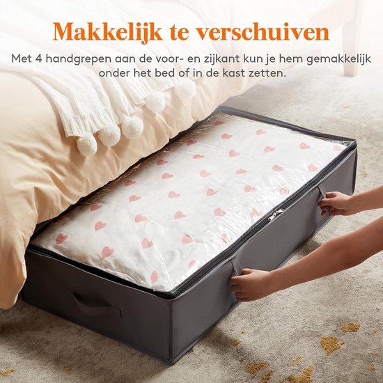 Lot de 2 Sacs de Rangement sous Lit - Boîte Rangement Drap - Grande Capacité 90L - Avec Fenêtre Transparente et Poignées Renforcées - Pour Rangement Drap de Lit, Rangement Draps, Vêtements, Couettes Lot de 2 Sacs de Rangement sous Lit - Boîte Rangement Drap - Grande Capacité 90L - Avec Fenêtre Transparente et Poignées Renforcées - Pour Rangement Drap de Lit, Rangement Draps, Vêtements, Couettes