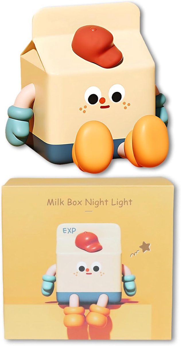 Schattig nachtlampje, melkdoos, LED-nachtlampje, oplaadbaar, draagbaar, nachtkastje, bedlamp voor slaapkamer, woonkamer, eetkamer, bureau, decoratie, kerst, verjaardagscadeau van Merkloos — afbeelding 5
