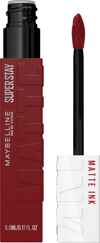 Rode Maybelline SuperStay Matte Ink lippenstift met applicator.