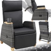 tectake® Wicker Buitenfauteuil - Tuinstoel met Hoge Rugleuning - Met Voetsteun en Verstelbare Rugleuning - Relaxstoel met Ligfunctie - Loungestoel voor Tuin - Ligstoel - Leesstoel - Incl. Ruimte voor Beker/Glas