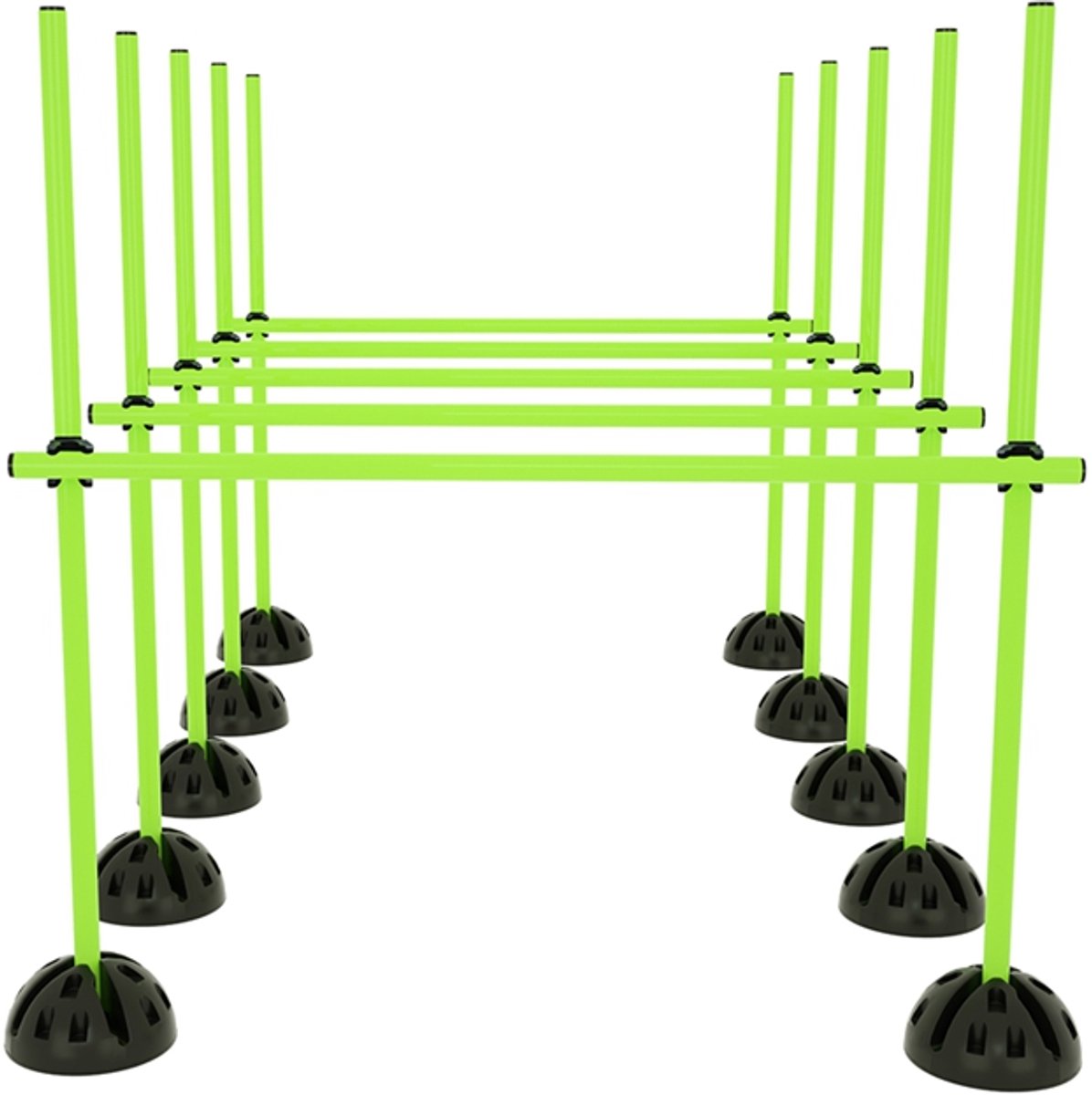 Aufun Agility rasterset - springstokken - hordenset - trainingshulp voor hordelopen en springtraining - trainingsstokken - groen