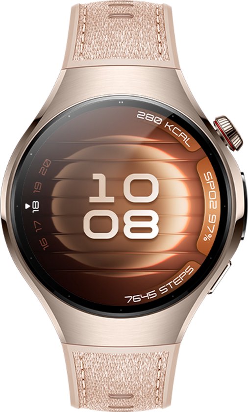 HUAWEI Watch 5 42mm Beige | Multi-sensing X-tap technologie | Gezondheidsoverzicht in 1 tik | Roestvrijstaal | Ultra lange batterij modus | Compatibel met iOS & Android