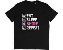 T Shirt Dames en Heren - Grappige Anime Print Tekst - Biologisch Katoen - Zwart - 3XL