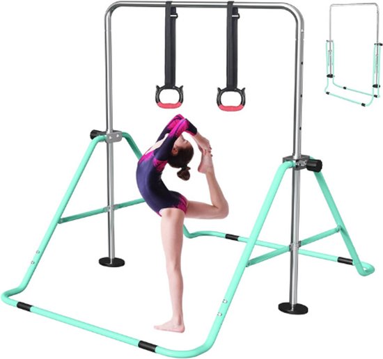 FBSPORT Gymnastiekstang voor kinderen, met verstelbare hoogtes, opvouwbare turnrek, rekstang, voor binnen en buiten, uitbreidbare