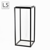 LS Collection® - Plantentafel - Sokkel - Zuil - Plantenzuil - Zwart - Pilaar - Plantensteun - Met Inlegsteen - 80x35x35cm - Piedestal - Zwaar - Stevig - Plantenstandaard Binnen - Voetstuk - Pijler - Kolom - Moederdag - Moederdag cadeautje