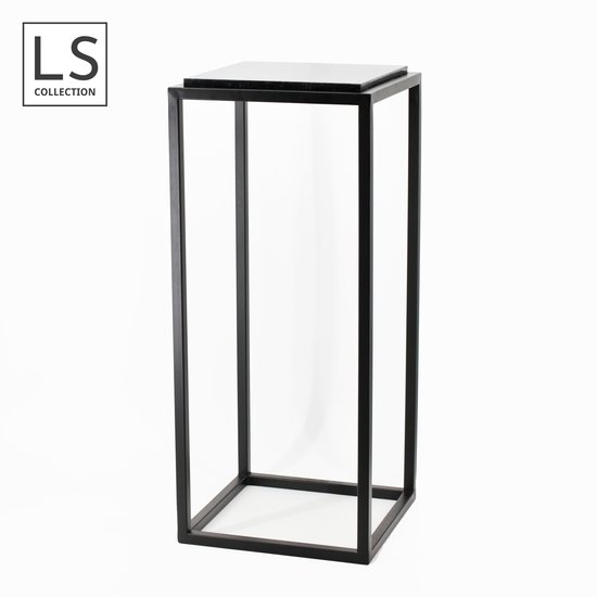 LS Collection® - Plantentafel - Sokkel - Zuil - Plantenzuil - Zwart - Pilaar - Plantensteun - Met Inlegsteen - 80x35x35cm - Piedestal - Zwaar - Stevig - Plantenstandaard Binnen - Voetstuk - Pijler - Kolom - Moederdag - Moederdag cadeautje