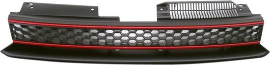 Foto: Autostyle embleemloze grill passend voor volkswagen golf vi gti 2008 2012 zwart rood