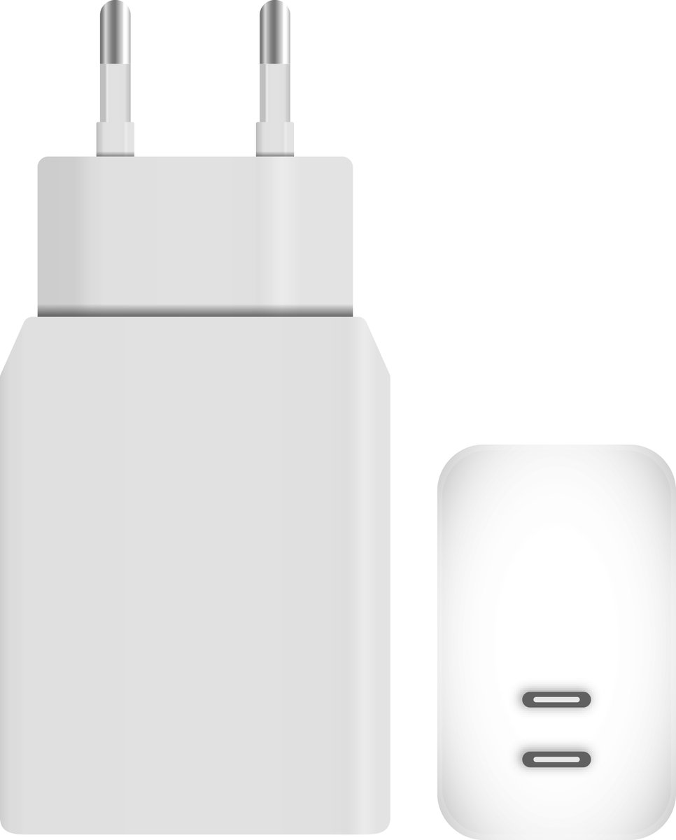Snellader met Twee USB-C Poorten - 45W - Geschikt voor Apple & Samsung - Oplader - Lader