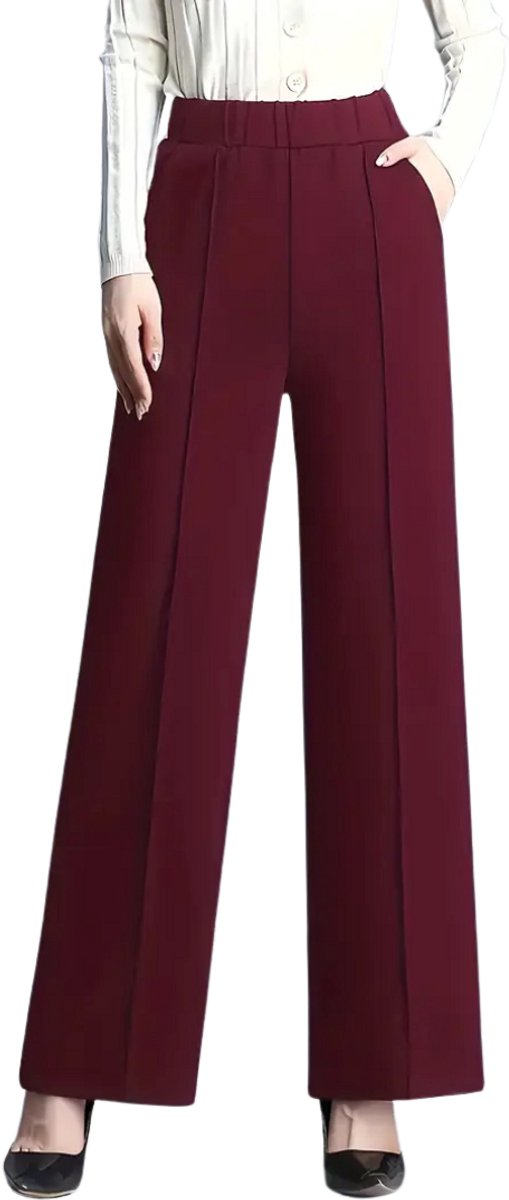 Livano Pantalon Dames Chino Golfbroek Nette Broek Met Elastische Tailleband Volwassenen Bordeauxrood