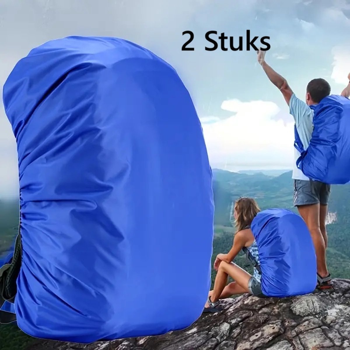 2x Regenhoes Voor De Rugzak I Rugzak Regencover I Waterdicht I Regenhoes Tas I Bescherming Tas Tegen regen I 25-35 Liter I Blauw