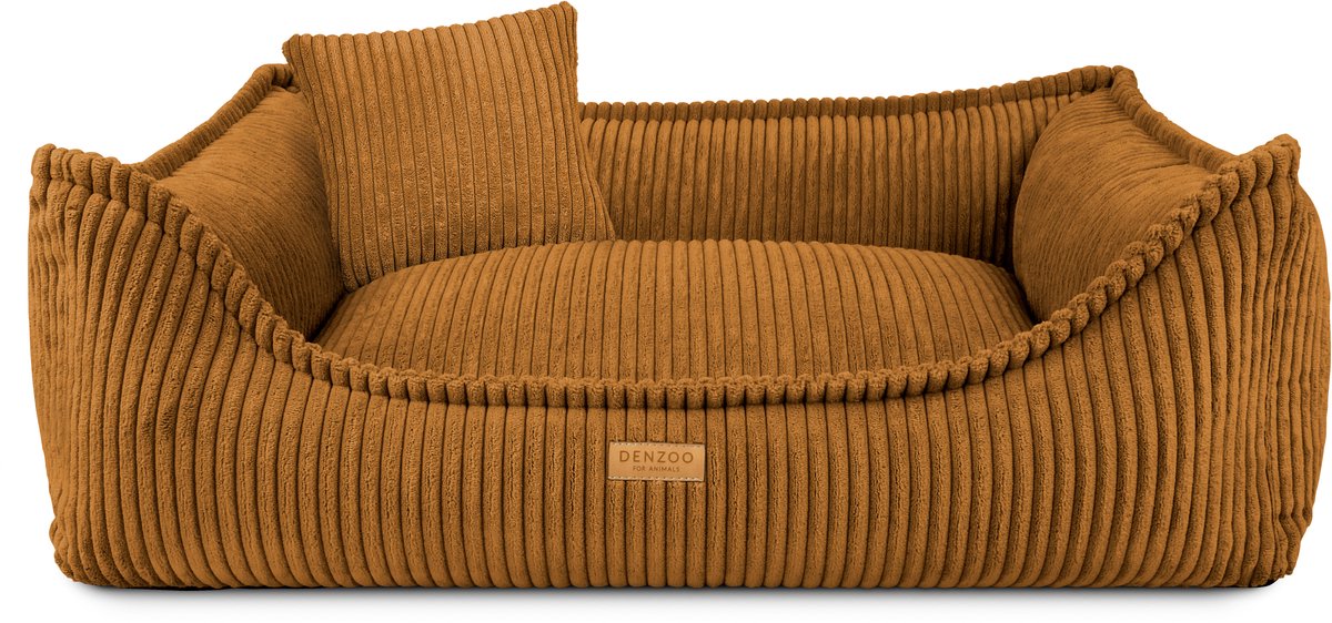 Denzoo Hondenmand Milano | Hondenbed | Hondensofa | Waterafstotend | Afneembare hoes | Orthopedisch Traagschuim | Mustard | S (L70xB50xH21cm)