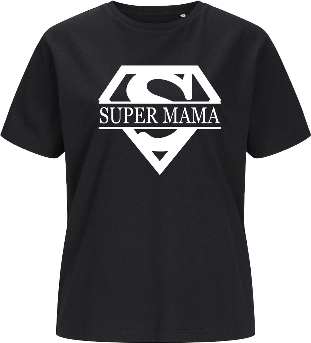 T-shirt Super Mama - Persoonlijk cadeau voor Mama -Maat 3XL -Kleur Zwart - Leuk cadeau voor Moederdag