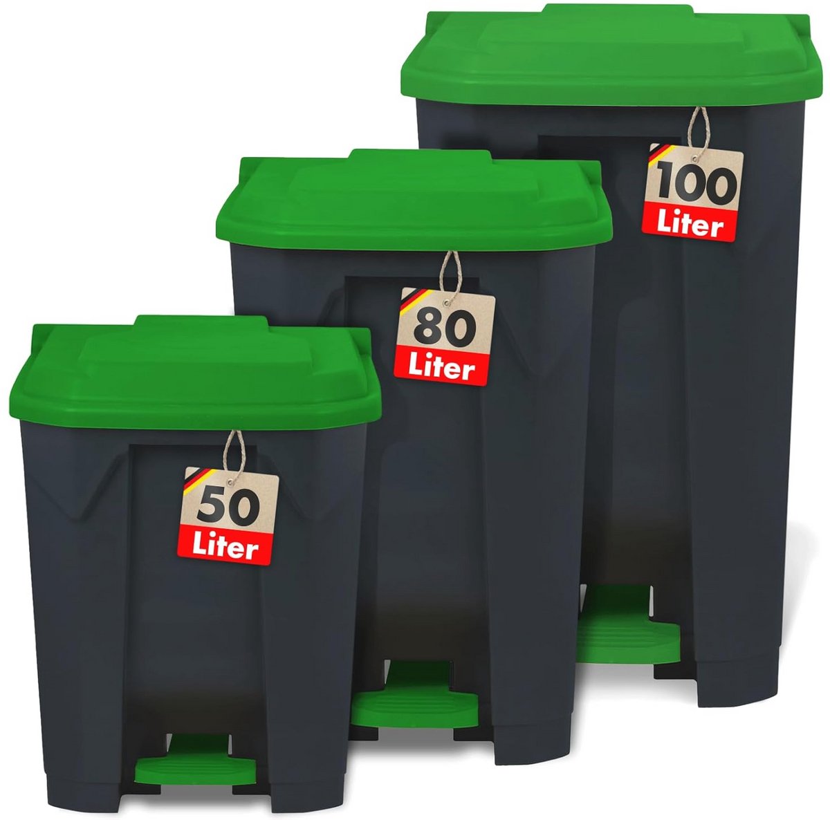 Vuilnisemmer 50 Liter met Pedaal en Kleurgecodeerde Deksels voor Afvalscheiding