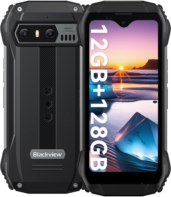 Blackview N6000SE - Mini Robuuste Smartphone - 128GB - Octa Core - 4.3 inch HD+ - 4G Dual SIM - Android 13 - IP68 Waterdicht - Outdoor Mobiele Telefoon - NFC GPS - Zwart
