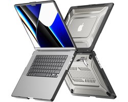 Hoes Geschikt voor MacBook Pro 16 inch Hoes Zwart shockproof heavy duty hoesje - MacBook Pro 16 inch Case 2025-2021 M4 M3 M2 M1 A3403 A3186 A2991 A2780 A2485 case met Opvouwbare kickstand hoes hardcover