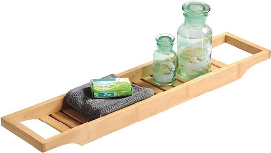 SereneLife Luxe Bamboe Bad Caddy Tray, Hout Bruin