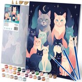 WOWDECOR Doe-het-zelf schilderen op nummer, voor volwassenen, kinderen, meisjes, kat of tijger, 40 x 50 cm, voorbedrukt canvas-olieverfschilderij (zonder lijst