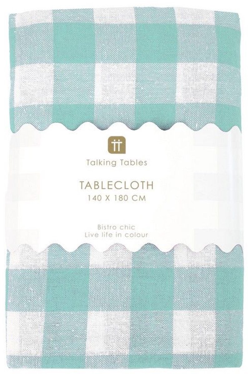 Talking Tables tafelkleed mint groen geruit katoenen kleed 140 x 180 cm 80 % katoen 20 % polyester Bistro Chic