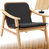 tectake® Tuinstoel - Houten Stoel voor Balkon of Tuin - Rieten zitting - Buitenfauteuil - Draagvermogen tot 150kg