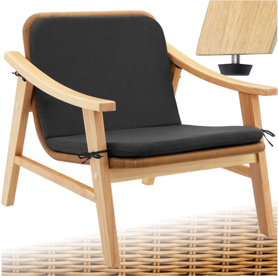 Chaise de jardin tectake® | Chaise rembourrée en osier pour balcon | Fauteuil d'extérieur en osier | Capacité de charge jusqu'à 150 kg