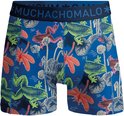Muchachomalo boxershorts met blauwe achtergrond en print van kikkers, libellen en waterlelies.