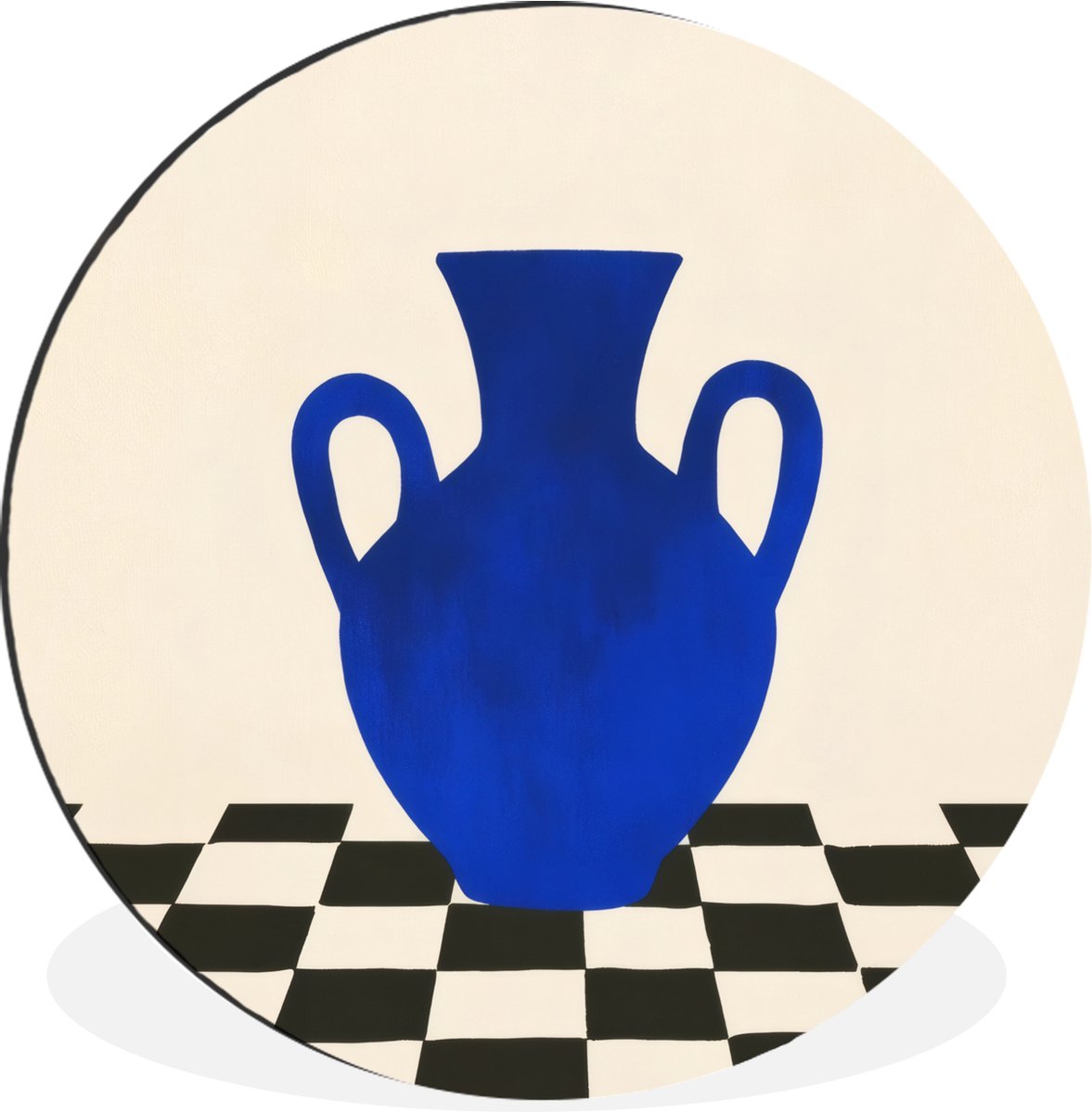WallCircle Wandcirkel - Muurcirkel - Vaas - Blauw - Geblokt - Modern - Aluminium - Dibond - 90x90 cm - Binnen en Buiten