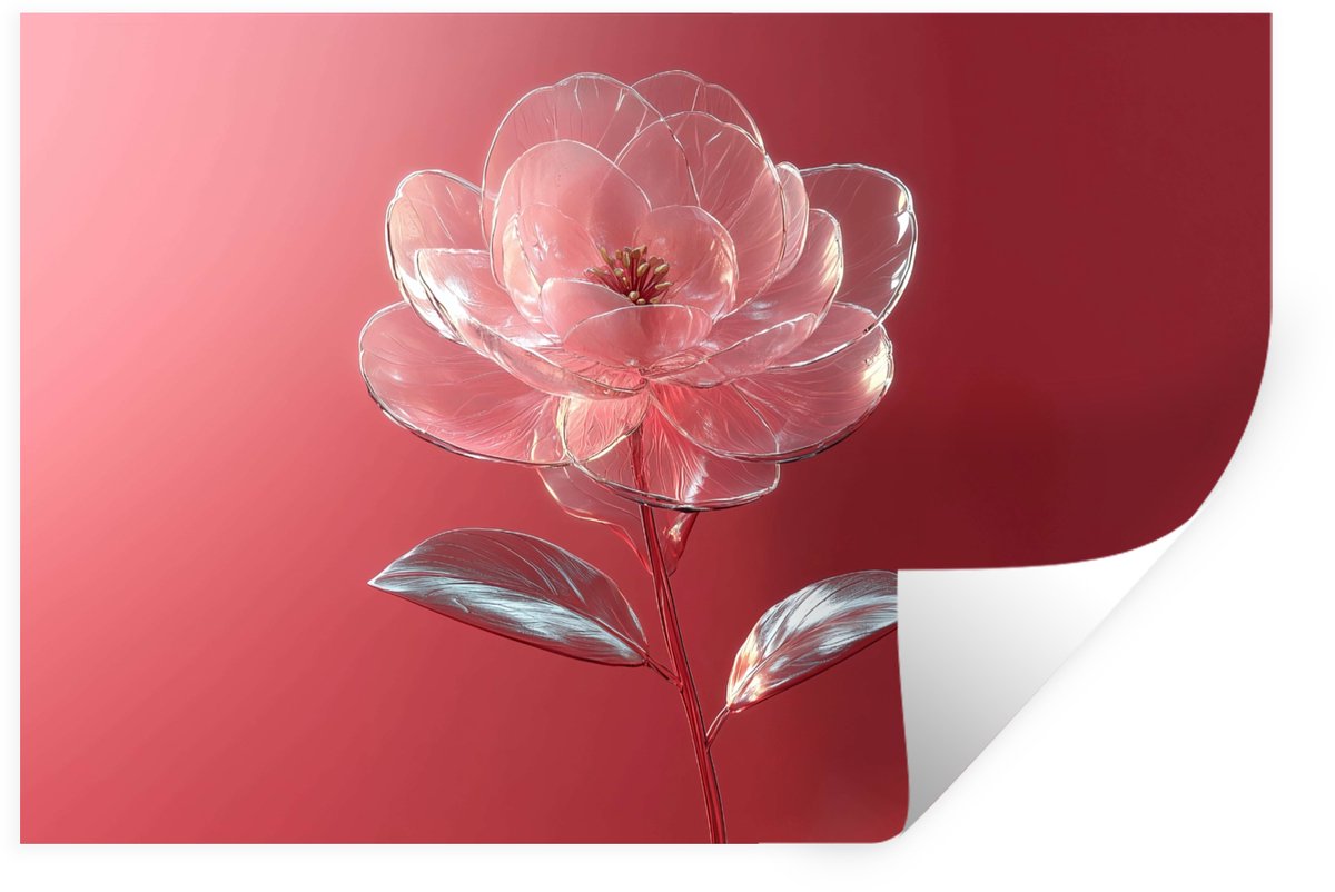 Muurstickers - Sticker Folie - Sierlijk - Bloem - Roze - Glazen - 60x40 cm - Plakfolie - M