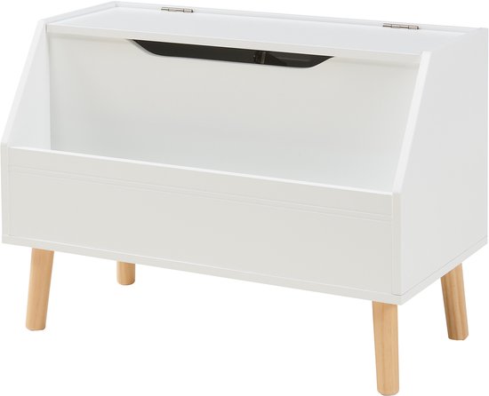 Speelgoedkist Aavanrar opbergkist wit en naturel 60x30x43 cm [en.casa] — afbeelding 2